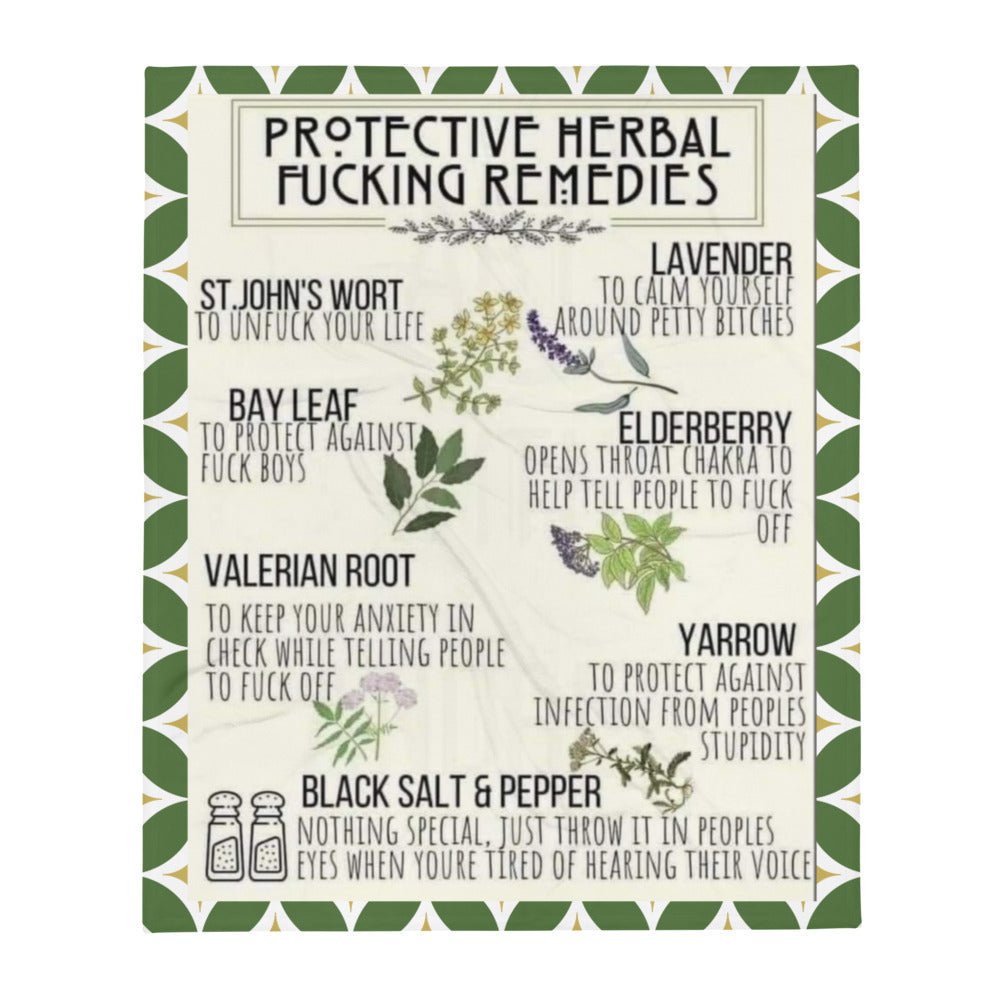 Protective Fucking Herbal Remedies Throw Blanket